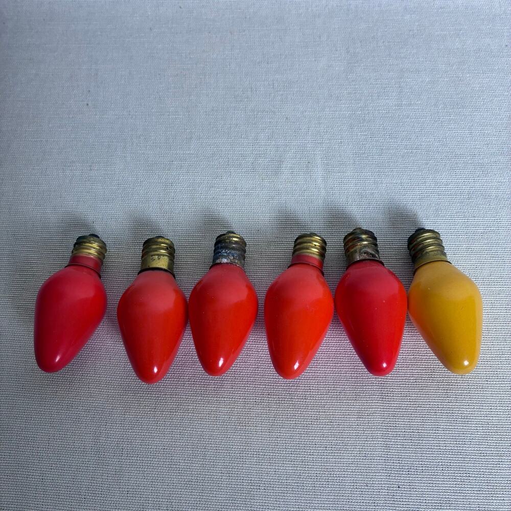 Vintage Christmas Candle Light Bulbs C7 Candelabra Orange Yellow Lot Untested